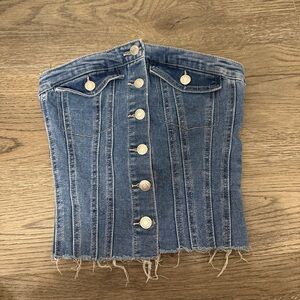 Denim Button-Up Corset Tube Top